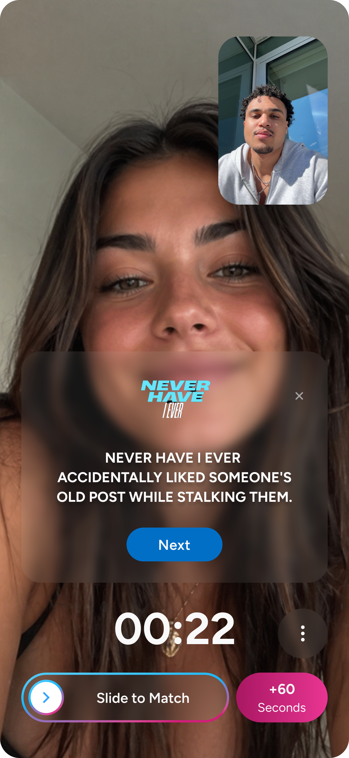 Avana live video call playing Never Have I Ever
